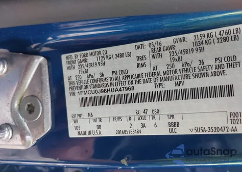 2017 Ford Escape Titanium from USA, damaged, VIN 1FMCU0J98HUA47968